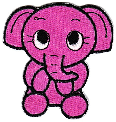 Elefant Pink Aufnäher zum aufbügeln oder aufnähen Bügelbild Aufbügler für Kleidung gestickter Bügelpatch Applikation Patch Größe 5,8 x 6,1 cm
