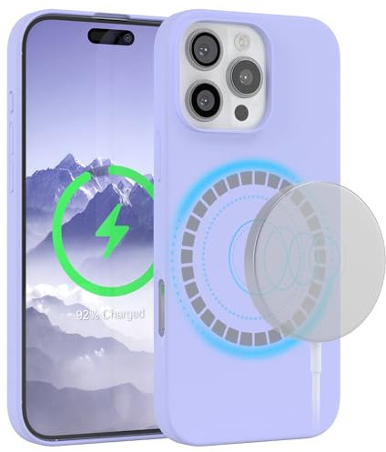 EAZY CASE – Cover in Silicone per iPhone 16 Pro Max, cover con ricarica Qi in silicone, morbida e antiurto, protezione sottile per fotocamera, copertura TPU resistente in Viola chiaro