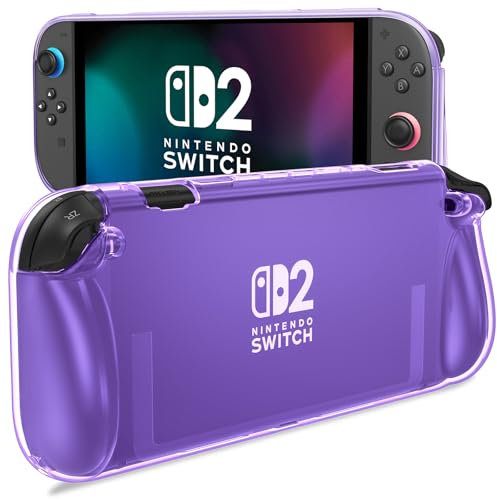 ProCase Hülle für Nintendo Switch 2 2025, Kratzfest & Stoßfest Schutzhülle mit ergonomischem Griff -Lila durchscheinend