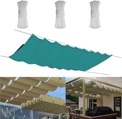 Einziehbare Welle Sonnensegel 2x4M, Verstellbar Aufrollbar Sonnenschutz Mit ösen, Spannmarkise Beschattung, Markise Wasserdicht Verstellbar Markisenstoff Für Terrassenüberdachung - Türkis