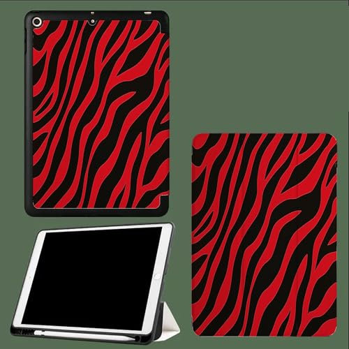 Custodia Cover Compatibile con iPad 10 Gen 2022 iPad 10,9 con portapenne, Cover Tablet Sottile con Retro in Morbido TPU con Auto Svegliati/Sonno Stampa Zebra Semplice A Strisce