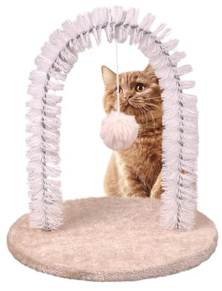 Striegel für Katzen – Bürste zur Fellpflege und Massage für Katzenrücken mit Schaber – Kratzbrett Massage Bürste Borsten und Spiel für Kopf und Rücken der Kätzchen