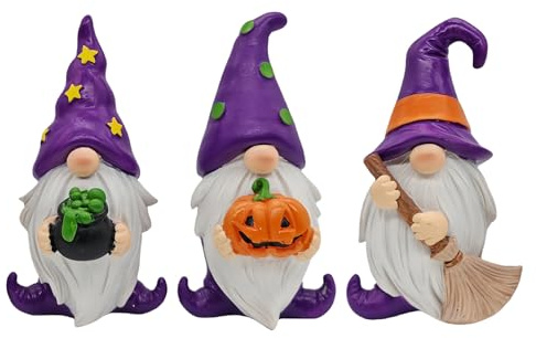 Luckxing 3 Stück Herbstdeko Zwerge Figuren Kunstharz Gartendeko, 12.5cm Kunstharz Handwerkskunst Halloween Gartenzwerge Für Herbst Deko Draußen, Für Haus Innen, Fall Decor Geschenk Thanksgiving