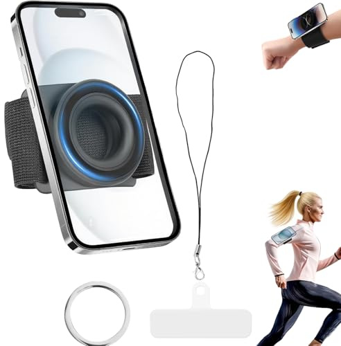 LeeneenMagnetic Wrist Phone Holder,360 °Rotatable Magnetic Belt Clip Universal Wrist N52 Magnetic&Telescopic Anti Drop Rope for Running Hiking Traveling Tactical Gear Plate Carrier Accessories