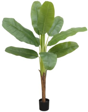 Ligne Déco – Bananier Artificiel 160cm | Plante Artificielle Pot Plastique Noir Intérieur Imitation Terre | Decoration Maison Élégante et Réaliste | Fausse Plante Bananier Interieur