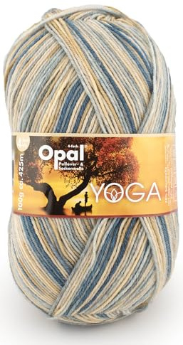 Opal Yoga 4-fach Sockenwolle, 75% Schurwolle Superwash, 25% Polyamid, 100g Knäuel, 425m Lauflänge, für Socken und Accessoires (11664 Losgelöstheit)