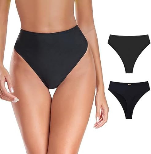 RELLECIGA Traje de Baño para Mujer Parte Inferior de Bikini Tanga de Cintura Alta