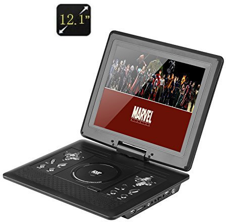 BW 12.1 Inch Portable DVD Player - Game Controller, Remote, Car Charger, Swivel Screen, Antenna