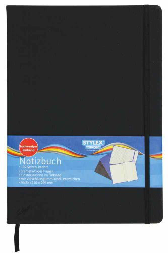 Notizbuch 192 Seiten kariert 210x290mm ca. DIN A4 Kladde schwarz