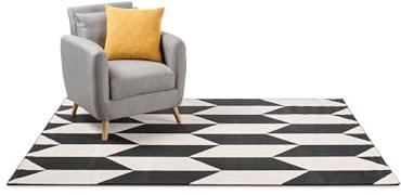 benuta Pop Teppich Dessert - Schwarz/Weiß 120x170 cm - Kunstfaser - Rechteckig & im Style: Zickzack, Hygge & Cozy, Minimalistisch, Scandi - Pflegeleicht für Wohnzimmer Schlafzimmer