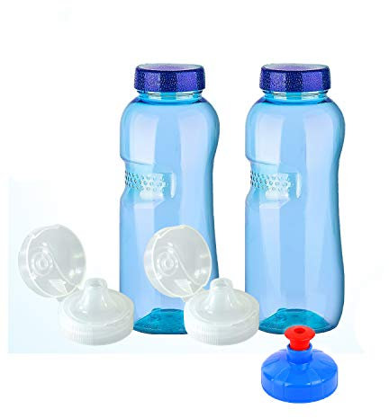2 x 0,75 Liter Original Trinkflaschen aus TRITAN ohne Weichmacher Sparset: 2x 0,75 Liter (rund) + 2 Standarddeckel + 2 Sportdeckel (FlipTop) + 1 Trinkdeckel (Push PULL) Weichmacherfrei BPA frei
