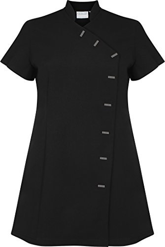 Essentials Tunique croisée - Uniforme pour Salon de beauté/Coiffure/Massage/Spa/Salon de manucure - Noire - 22