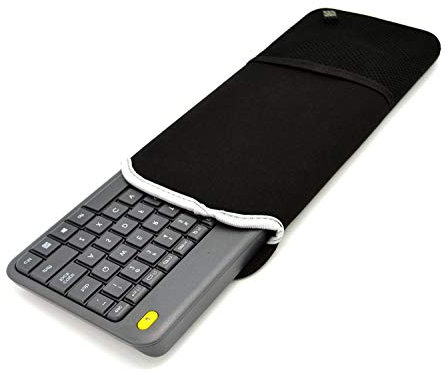 Wommty Neoprene Dust Cover Carrying Case Protector Sleeve Skins Bags with Mesh Pouch for Logitech Wireless Touch Keyboard K400 Plus QWERTY UK Layout