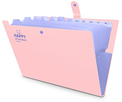 HAISSKY 12 Tasche Cartella Portadocumenti, Cartellina Espandibile Fogli A4 Accordion Document Organizer File Folder Portatile