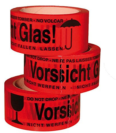 K4G 4 Rollen Vorsicht Glas Kartondealer PP- Klebeband Paketband 48mm x 66lfm