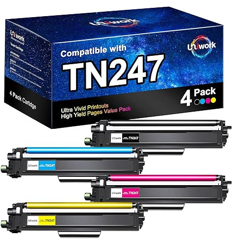 Uniwork TN-243CMYK TN247 Toner Kompatibel für Brother TN-247BK MFC-L3750CDW DCP-L3550CDW HL-L3210CW HL-L3230CW HL-L3270CDW MFC-L3770CDW MFC-L3710CDW(Schwarz Cyan Gelb Magenta)