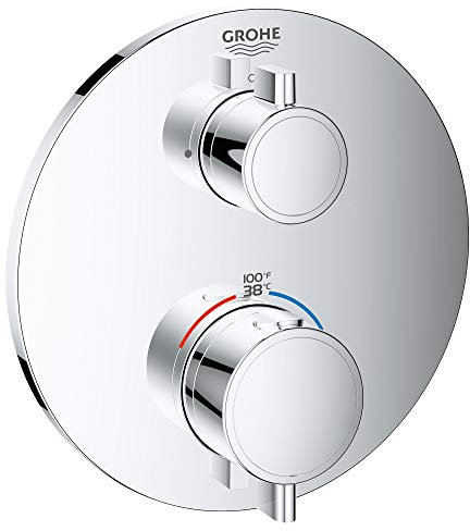 GROHE 24133000 Grohtherm Dual-Function 2-Handle Shower Thermostatic Valve Trim Kit, Starlight Chrome