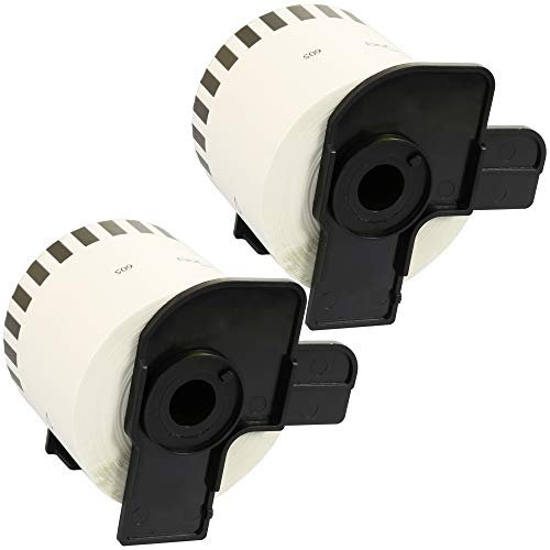 2 x DK44605 Gelb 62mm x 30.48m Endlos-Etiketten kompatibel zu Brother P-Touch QL-500 QL-550 QL-560 570 QL-700 QL-800 QL-810W QL-820NWB QL-1050 QL-1060N QL-1100 QL-1110NWB wiederablösbar