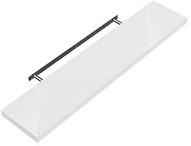 Casaria® Wandregal Holz Weiß Hängeregal mit Halterung 15kg Tragkraft Küche Wohnzimmer Schweberegal Bücherregal Regalbrett Schwebend Hochglanz 50cm