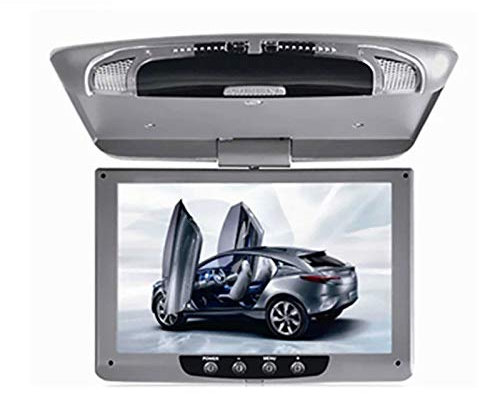 HEWXWX Display sul Tetto Dell'Auto, Lettore Video per Auto da 9 Pollici, Lettore Portatile Stile Flip, Telecomando di Supporto, Illuminazione A LED, Capovolgimento di 90 °, Immagine Inversa,Grey