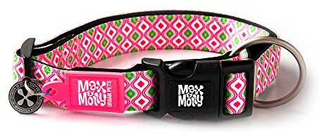 Max & Molly Retro-Hundehalsband mit Sicherheits-QR-Code, Hundemarke, weich, verstellbar und wasserdicht, niedliches adrettes Design für Mädchen und Jungen, Hunde und Welpen, Größe XS