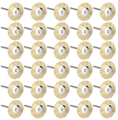 30 Stück Drahtbürsten Dremel Bürsten Draht Pinsel Set Polieren Reinigung Drehwerkzeug für Bohrmaschine rotierende Werkzeuge(Messingdraht)
