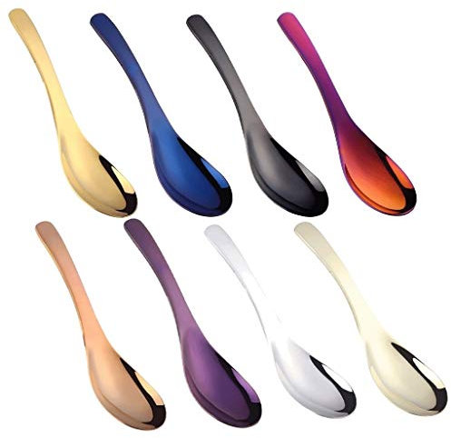 Cucchiai Cucchiai da dessert 4-Pack / 8-Pack Thick pesante zuppa Cucchiaio, acciaio inox zuppa Cucchiaio, colorato Approfondire Cucchiaio da tavola Cucchiai da zuppa ( Color : 8-Pack , Size : L )
