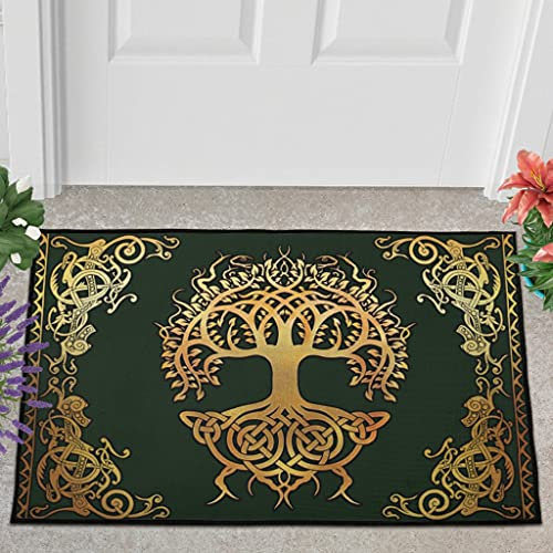 Veryday Viking Tree of Life Door Mat, Entrance Mat, Door Mat, Doormat for Kitchen, White, 60 x 90 cm