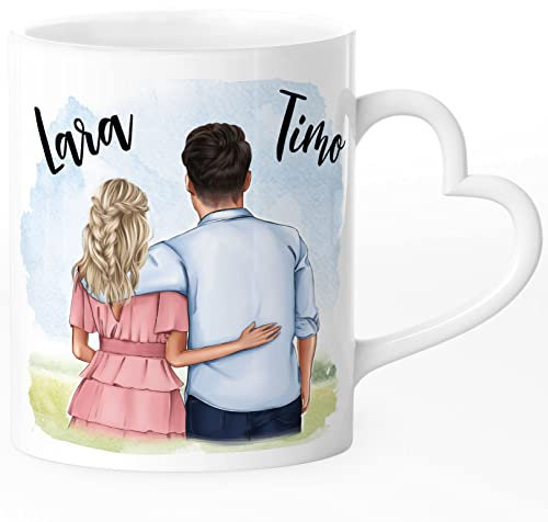 SpecialMe® Tasse mit Herz-Henkel personalisiert selbst gestalten mit Namen Geschenk Liebe Valentinstag Jahrestag Mann Frau weiß - Herz Herz-Tasse