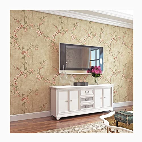 Tapete 3D Floral Selbstklebende Tapete, Wohnzimmerstreppe Möbelkorridor Innenausstattung Wandaufkleber Tapete (Color : Beige-2, Size : 0.53x9m)