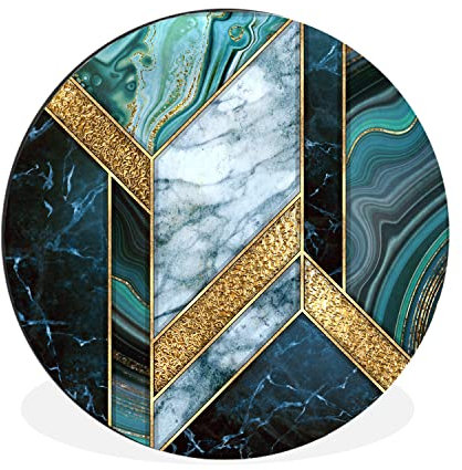 MuchoWow Wandbild Rund Wanddeko Deko Wohnzimmer Bilder 30x30 cm Marmor - Mosaik - Gold