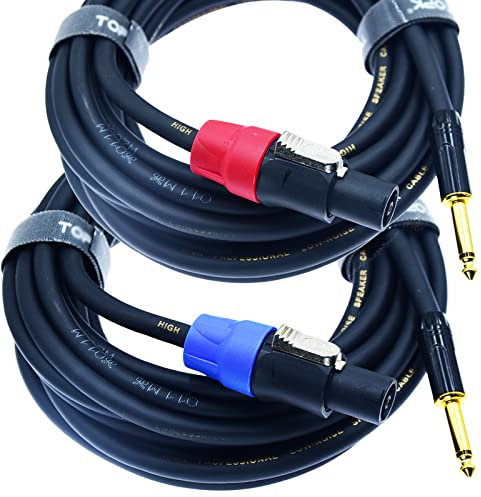 Speak on 2Pcs Professional Speakon to 1/4 Inch ts Speaker Cable for pa Jack Pair 14 awg Gauge Male Audio Port Plug Amplifier Connection dj amp Heavy Duty bocina Cord Wire ft with Twist Lock(3 feet)