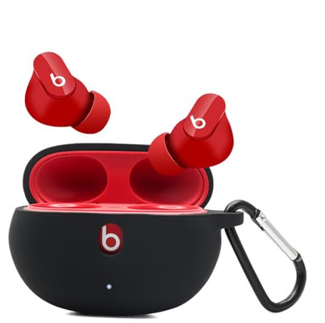 Claiol Silicone Case for Beats Studio Buds, Premium Shockproof Silicone 2021 New Beats Studio Buds Case Cover with Keychain. (Black)
