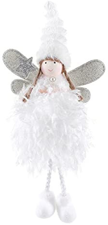 Uposao Weihnachten Hängende Ornamente,Plüsch Engel Puppe Figuren Anhänger Weihnachtsengel mit Plüschfedern zum Aufhängen Elfen Weihnachtsdekoration Baumschmuck Hängen Dekor für Zuhause Tisch Party