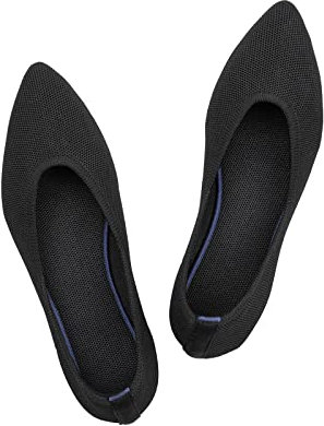 Zapatos de vestir planos de ballet con punta puntiaguda para mujer, zapatos planos de cuña baja, zapatos planos cómodos para mujer, zapatos clásicos suaves, 1 negro set + 4 = 8 tintas, 38 EU