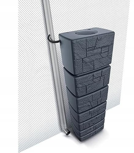 Garden Large Wall Plastic Water Butt Set Inc Connection kit 350L & 500Litres Stone Wall (350L, Anthracite)