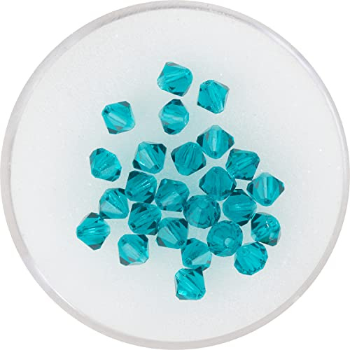 PRACHT Glasschliffglitzerperlen 4 mm Glasperlen Set 25 Stk Blue Zircon