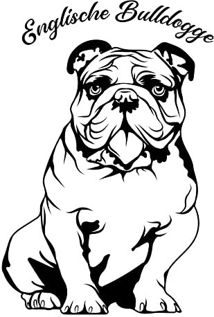 Autoaufkleber/Sticker/für Innen und Außen 28 cm schwarz Englische Bulldogge 07