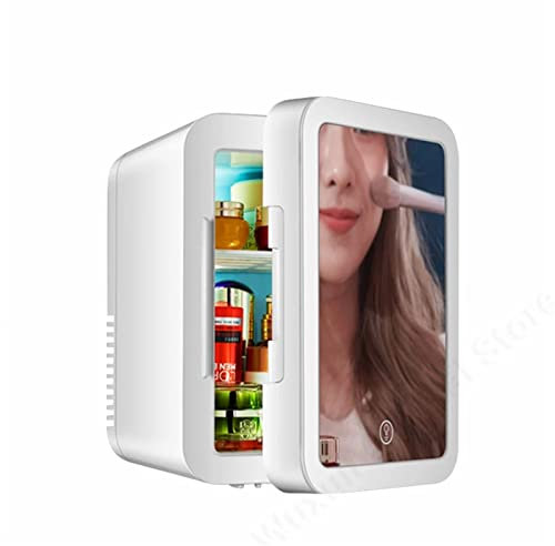 DieffematicBX Nevera Pequeña Refrigerador portátil de 4L, minicongelador, espejo de maquillaje, belleza, congelador integrado, calentador para el hogar, coche, nevera