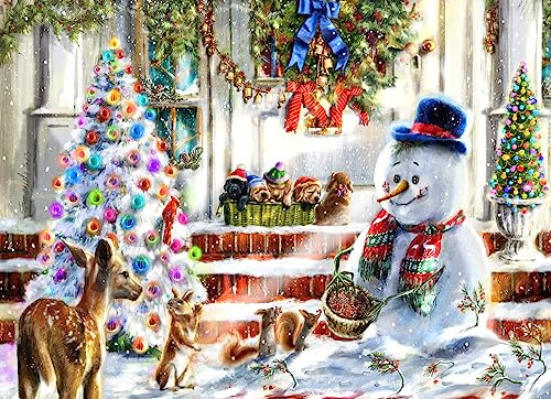 Vermont Christmas Company Schneemann & Freunde Puzzle 1000 Teile - Weihnachtspuzzle für Erwachsene und Familien