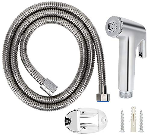 Qcwwy Duschkopf, G1/2, Reinigungsdüse, Schlauch, Wandhalterungs-Set, WC-Reinigung, WC-Bidet-Spray, Bidet-Dusche, Bidet-Gesäßwascher, Bidet-Sprühkopf, Ergonomische Toiletten-Reinigungsdusche,