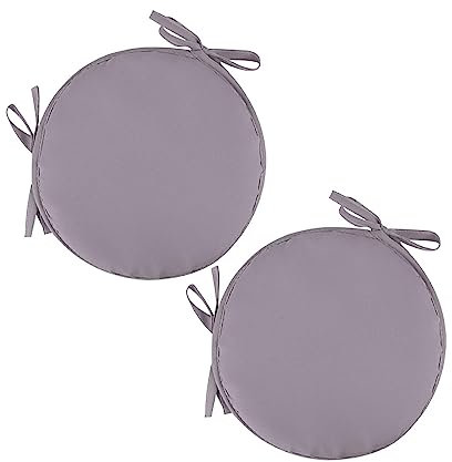 2 Stück Sitzkissen mit Bänder - 30 cm Rundes Stuhlkissen Sitzpolster für Stuhl Weiches Sitzkissen Sitzauflage für Autositz, Bürostuhl, Esszimmer Stühle Bänke und Alle Stühle (Grau, 30 x 30 cm)