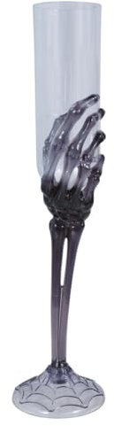 Horror-Shop Flûte à Champagne d'halloween avec Main De Squelette Noir 25cm