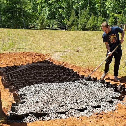 Stabilisateur de Gravier Stabilisateur de Gravier de Patio de Pente de Hangar, Grille Moulue Perméable Résistante de Geocell, pour Garage, Chemin, Passerelle, Flanc de Coteau, Facile à Couper et Attac
