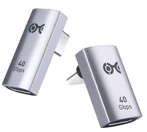 Cable Matters Kombi-Pack 40 Gbps USB C winkelstecker Vertikale, 90 Grad Adapter Kit mit 240W PD (USB C 90 Grad Adapter) in Schwarz – kompatibel mit Ports Thunderbolt 4, USB4 und Thunderbolt 3