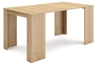 Skraut Home | Table Console Extensible | Console Meuble | 160 | pour 8 Personnes | Table à Manger | Style Moderne | Chêne