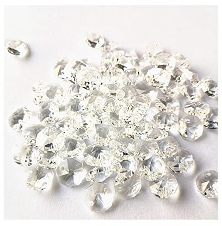 Kronleuchter Kristall Prismen Anhänger 200 stücke 10mm Klar Kristall Achteck Kronleuchter Perlen in 2 Löchern Hochzeit Perlen Ketten Kronleuchter Kristall DIY Weihnachtsbaum Dekoration
