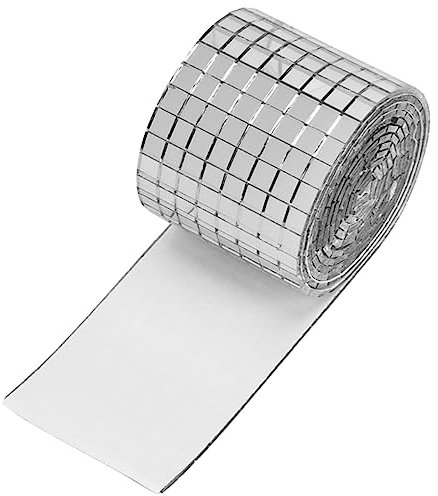 Veemoon 1 Roll Self-Adhesive Mirror Sticker Mirror Wall Tiles Disco Mirror Tiles Mosaic Tile Sticker DIY Stickers Disco Ball Mirror Tiles Removable Wallpaper Decor Glass 3D Patch Household