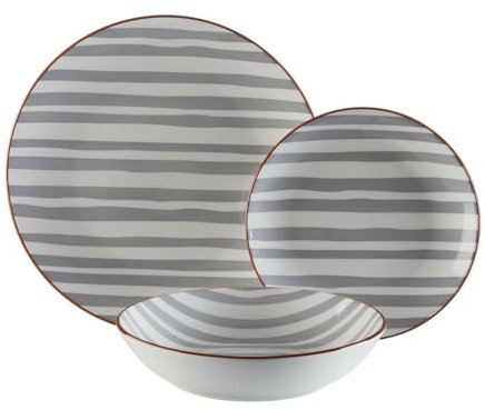 Versa Set de Vajilla Venecia 18 Piezas Gris Porcelana