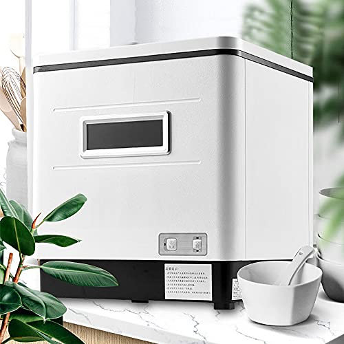 DSYOGX Tischgeschirrspüle, 220V Kleine Spülmaschine 12 Liter Wassertank Geschirrspülmaschine mit Rotierendes Spray für 6 Bestecksätze, One-Touch-Start, Weiß